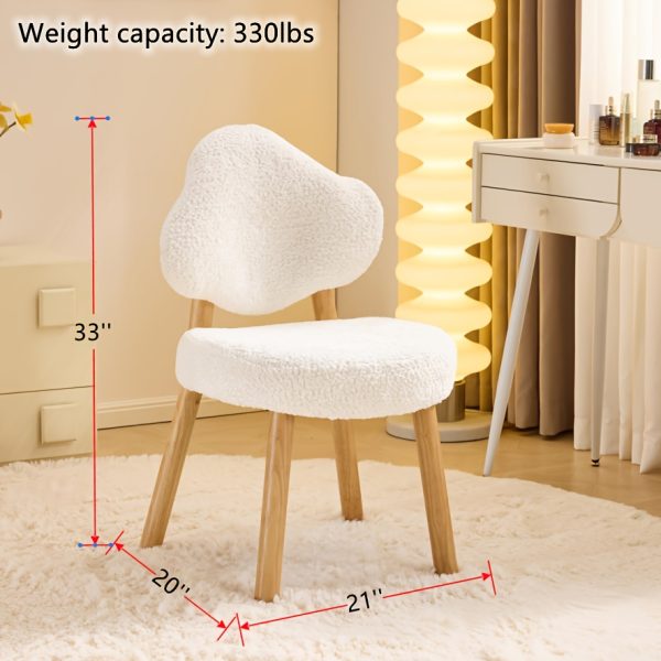 product-fancy-fb0abdde-a349-4c1b-919b-9cf0be1a0771 Bonnlo Cute Armless Vanity Chair | Modern Desk Chair With Wood Legs, Plush Chenille Velvet Cloud-Back Comfy Makeup Accent Chair For Bedroom Living Room Office