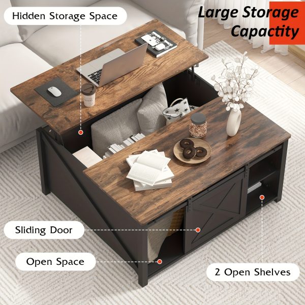 product-fancy-fb42304f-43a3-4071-9d7e-03db37aeeff9 Lift Top Coffee Table with Storage, Square Wood Coffee Tables with Large Hidden Storage Compartment and Adjustable Shelves, Multi-Function Farmhouse Coffee Table for Living Room, Bedroom and Home Office