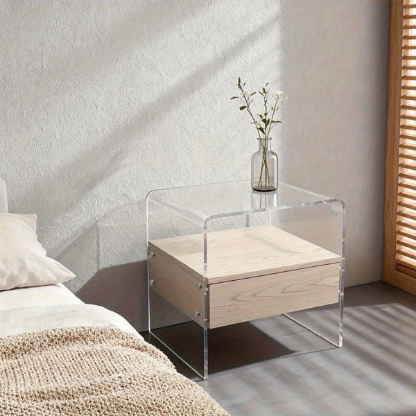 product-fancy-fb78e000-badf-4408-8e5e-33271b39964c Clear Acrylic Nightstand with Drawer -Transparent Pre-Assembled Bedside Table, Durable Thick Acrylic End Table for Bedroom, Living Room, Dorm & Small Spaces, Modern Minimalist Accent Furniture, Contemporary Decor, Sleek Design, Apartment Dwellers