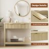 product-fancy-fba1bd26-f4c3-49f1-b9ee-f271784d7f40 51 IN Fluted Console Table with 3 Drawers, Modern Entryway Table with Metal Handles, Sturdy Solid Wood Design, Hallway Table with Storage, for Living Room And Hallway