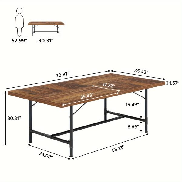product-fancy-fbade19c-3f26-4263-822d-b12949318f00 6FT Conference Table, 70.8" W X 35.4" D Rustic Rectangle Meeting Table, Modern Seminar Desk For Office Meeting, Conference Room