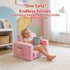 product-fancy-fbc2b0fa-0179-4e10-a7a2-103374d1cc60 Kids Sofa 2-in-1 Convertible to Recliner Chair - Soft Plush Gray/Pink/White Youngsters Lounge Chair with Storage Pocket, Cozy Folding Playroom Furniture for Boys And Girls, Youngsters Playroom Furniture Pocketed Armrests | Velvet Upholstery, Chair