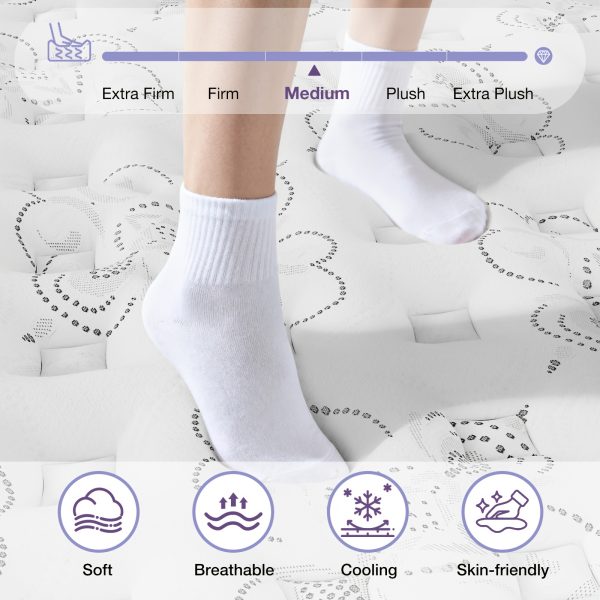 [Hybrid Mattress] 12 Inch Mattress, Memory Foam And Pocketed Coils Hybrid Mattress With Pressure Relief, Motion Isolation, Edge Support, Plush Feel, Mattresses In A Box
