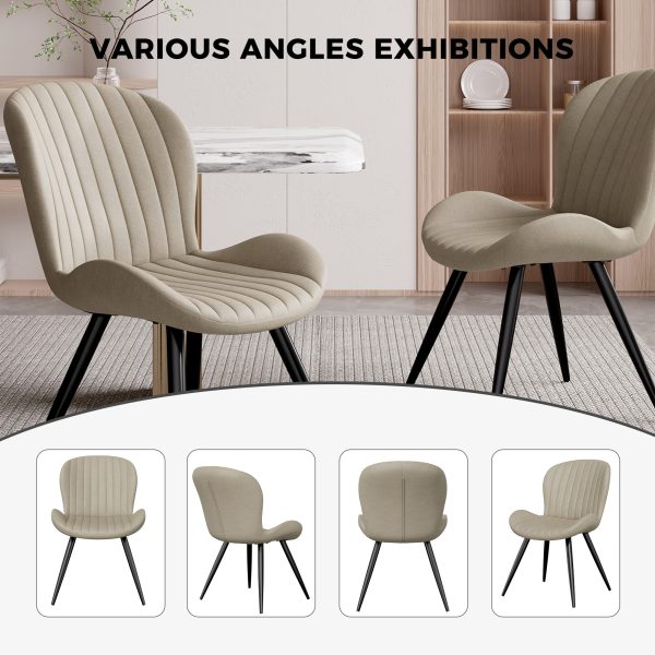 product-fancy-fbd0e37e-541a-4dc3-bd5e-a1cac5161ad0 Set Of 2/4 Dining Chairs - Boucle Upholstered Kitchen Chairs with Curved Backrest & Metal Legs - Mid Century Modern Round Dining Room Chairs for Vanity, Living Room