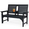Patio Bench Designed for Two, Featuring Cup Holders And Made from HDPE, Ideal for Gardens And Porches, with Resistance to Fading And Rotting