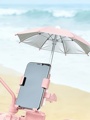 1 Set (Umbrella *1pc And Phone Suction Cup *1pc) New Arrival - Portable Phone Sunshade Folding Umbrella Designed Specifically for Phones, with Suction Cups, Suitable for Beaches, Camping, Photography And Videography