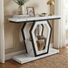 product-fancy-fc503f08-5699-4b0e-a141-01dc13ca9944 47.3" Modern Console Table with White Marble Texture, Narrow Sofa Table for Entryway & Hallway, Slim Behind Couch Table with Openwork Bracket, Foyer Table for Living Room, Easy Assembly