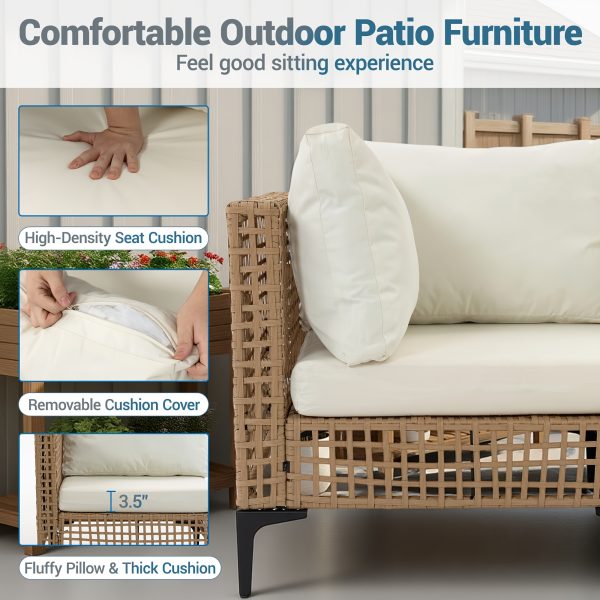 WENTUM 7pcs Outdoor Sectional Sofa Set, Boho Wicker Rattan Patio Furniture with Cushions And Table for Patio, Lawn, Backyard, Porch