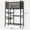 product-fancy-fcba4509-e04f-4c62-8f81-c7cf47bf6cf9 Office Storage And Organization Cart, 1pc Movable Storage Rack, Adjustable Kitchen Shelf with Wire Baskets, Kitchen Organizer And Storage, Metal Shelf Rack with Wheels, Suitable for Garage