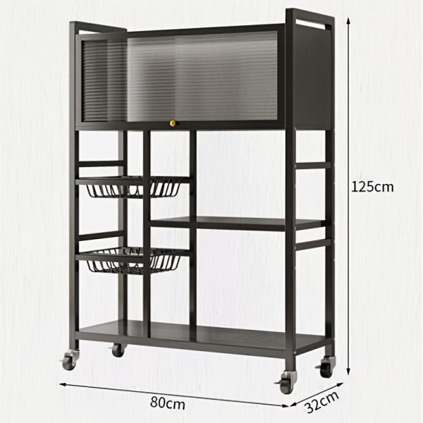 product-fancy-fcba4509-e04f-4c62-8f81-c7cf47bf6cf9 Office Storage And Organization Cart, 1pc Movable Storage Rack, Adjustable Kitchen Shelf with Wire Baskets, Kitchen Organizer And Storage, Metal Shelf Rack with Wheels, Suitable for Garage