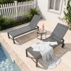 product-fancy-fcbfe01f-8b66-430a-b3e6-e7770c32d7b7 2pcs Aluminum Chaise Lounge Chairs with Wheels Outdoor Adjustable Recliner Five-Position and Full Flat All Weather for Patio, Beach, Yard, Pool