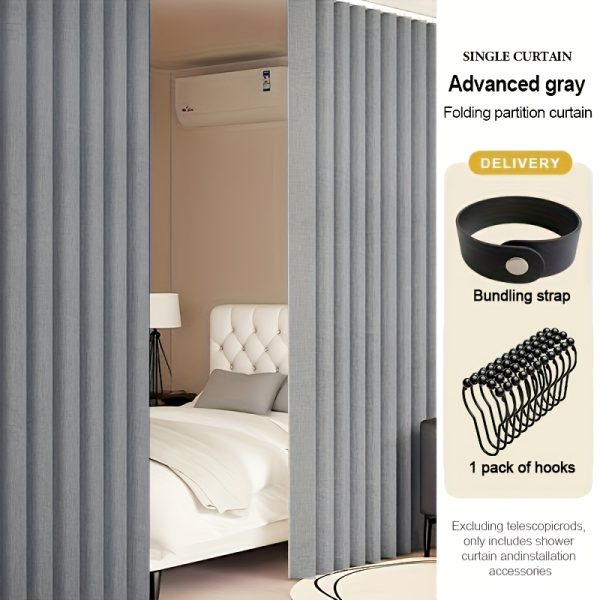 product-fancy-fcdda723-a79b-41a7-92bd-3ffd4cddf3c9 1pc Partition Curtain Folding Retractable Partition Curtain Elegant Stylish Fabric Screen Room Sleep Area Divider Study Space Zoning Essential Foldable Storage with Hooks Space Saving Multi-Purpose Mother Must-Have