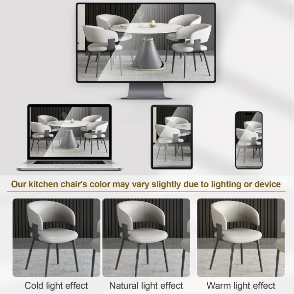 product-fancy-fce0b240-b97e-4dce-b985-b0b0235eece9 Modern Dining Chairs Set (2pcs), Faux Leather Upholstered Kitchen Chairs, Curved Back, Metal Legs, Mid Century Style, Suitable for Dining Room And Kitchen
