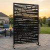 product-fancy-fcf48d5e-3418-465a-9eab-d91a246f2144 Freestanding Black Metal Privacy Screen 76"x48", Bold Indoor Outdoor Decorative Fence Panel Divider for Deck Balcony Patio Backyard Lawn Garden Pool Yard Porch Front Yard Bedroom Living Room Office Studio Entryway Hallway Restaurant Decorative Fence