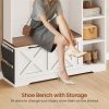 product-fancy-fd019707-c780-4c23-a197-cf52b0ca4779 Farmhouse Entryway Organizer with Bench & Shoe Cabinet - 7 Shelves, 10 Hooks, LED Lighting, USB-Powered, White Engineered Wood Storage for Hallway, Living Room, Bedroom - Easy Assembly, No Tools Needed, Entryway Storage, Rustic Charm, Durable Construction, Home Organization, Minimalist Design, Sturdy Construction, Home Decorators
