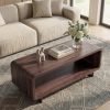 product-fancy-fd911466-ca5a-4596-b574-90532e41e75c Wooden Coffee Table with Storage Shelf, Modern 2-Tier Rectangular Minimalist Center Table, Curved Profile Design for Living Room, Office