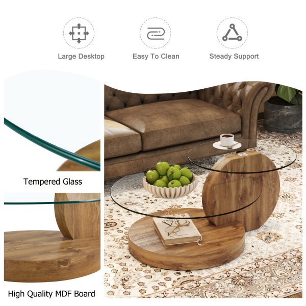 product-fancy-fdbef909-abd9-4dc8-8d2b-eccfb85ea770 Glass Coffee Tables for Living Room Round Coffee Tables Modern Double Layer Round Table Circle Coffee Table for Small Space Home Office, Durable And Not Easily Broken, Easy to Assemble, Fashionable Design Feel (42 Inch X 17 Inch)