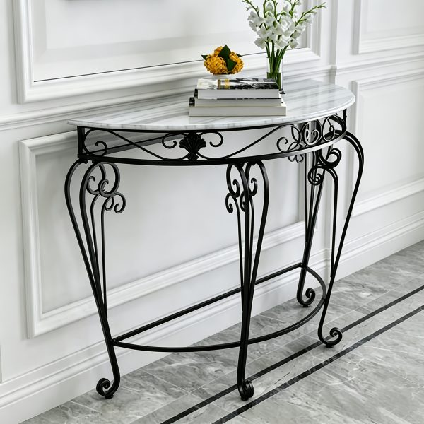 product-fancy-fdcff6bb-c431-4eb6-ac68-62ac5c85b9e4 Entrance Table European Style Entrance Nordic Console Table Living Room Corridor Against The Wall Console Cabinet Modern Minimalist Wrought Iron Semicircular Table