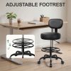 product-fancy-fdec7593-4eec-4aea-bd7f-84e6d350288d KERDOM Adjustable Height Drafting Chair with Removable Backrest & Quiet-Rolling Wheels - 300 lbs Capacity PU Leather Swivel Stool, Ergonomic Metal Frame for Office, Studio, Clinic, Kitchen, Salon (Black), Ergonomic Chair, Studio Seating, Professional Seating, Premium Materials, Heightadjustable Stool, Office Professionals, Standing Desk Stool, Sleek Design, Durable Construction, Rolling Stool, Kitchen Stool