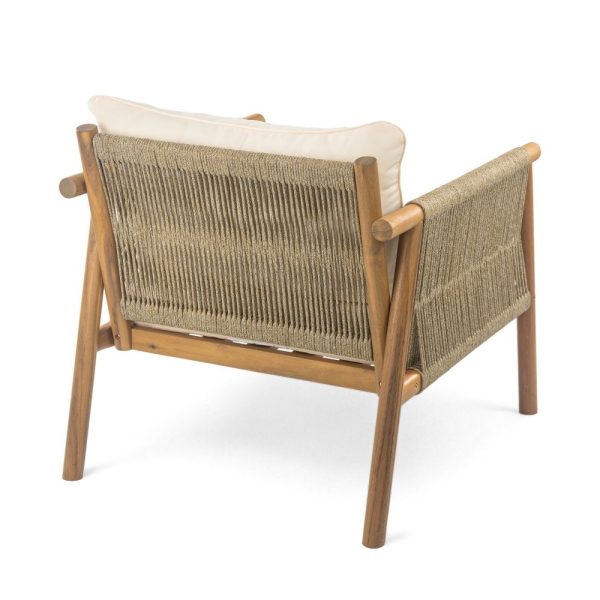 product-fancy-fe223444-6797-448d-8139-c33a012d24be 28' Modern Outdoor Woven Lounge Chair with Solid Wood Frame And Comfortable Polyester Cushions, Perfect for Patio, Garden, Or Balcony