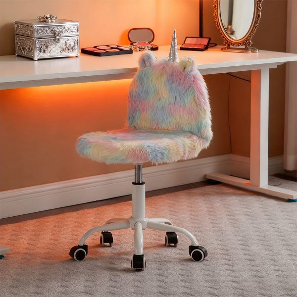 product-fancy-fe32cf20-b166-4130-9ea4-324319b03641 1pc a White Rotating Office Chair, a Sporty Chair, a Vibrant Chair, And an Adorable Animal-Themed Computer Chair