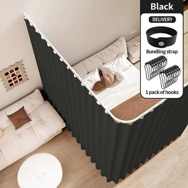1pc Foldable Room Divider Curtain, Space-Saving Folding Privacy Screen with Hooks, Light-Blocking Polyester Curtain Suitable for Living Room, Bedroom, Kitchen- Modern Home Decoration Divider, Foldable Design, Easy Installation, Durable Fabric, S