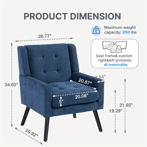 product-fancy-fe43dbcb-5c4c-4029-91b2-10584dac5147 Mid-Century Modern Tufted Accent Chair, Ergonomic Wingback Armchair with Detachable Armrests, Linen & Suede Fabric Lounge Chair for Living Room Bedroom Office