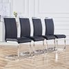 Modern Dining Chairs Set of 4, High Back White Kitchen Chairs, Faux Leather Side Chair with Gold Plated Metal Legs, Easy to Install Upholstered Dining Chairs, Ideal for Living Room, Easy to Install (Golden/Silver Leg) Local Warehouse