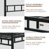 [Queen Canopy Bed Frame] Full Queen Canopy Bed Frame With Headboard And Footboard, Mattress Foundation Platform With Metal Slats Support, No Box Spring Needed, Easy Assembly, Black