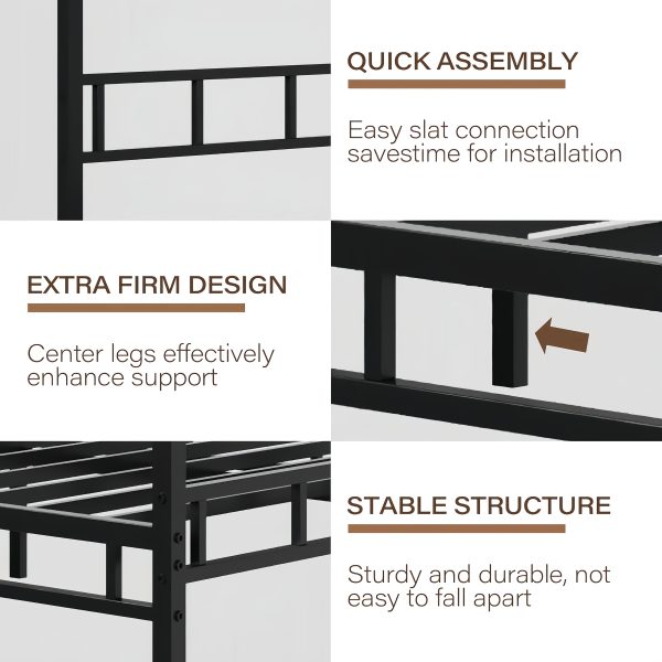 [Queen Canopy Bed Frame] Full Queen Canopy Bed Frame With Headboard And Footboard, Mattress Foundation Platform With Metal Slats Support, No Box Spring Needed, Easy Assembly, Black