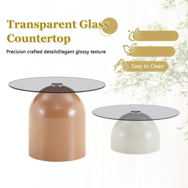 product-fancy-fe615f5c-1e33-4344-8882-34c07477e7a4 Nesting Coffee Table Set Of 2, Small Coffee Table for Small Spaces Apartment, Round Glass Coffee Table Set, Modern Space Saving Center Table for Living Room Balcony Office