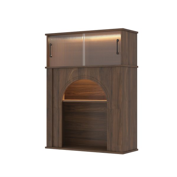 product-fancy-fe9e18c5-e13f-4b8d-8154-e4ce1aa0c5bc Contemporary Storage Unit Featuring Two Shelves And One Compartment, a Display Cabinet with a Glass Door, a Bookshelf with Sleek Handles, Suitable for The Living Room, Office, And Entryway, Stylishly Designed in Brown