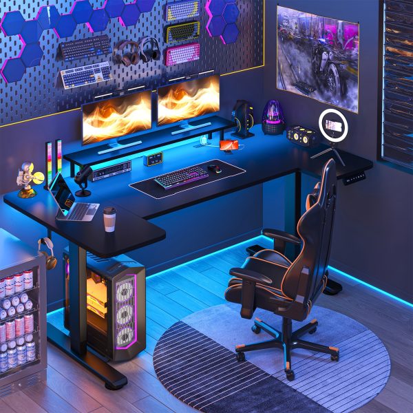 product-fancy-feb354f2-65af-4f43-861d-f9265207b764 71×36 Standing Desk Electric Adjustable Height Desks, Home Office Desks With Cable Management, Monitor Stand, 2 Hooks, 5 Power Outlets, 3 Memory Adjustable Height Computer Desk