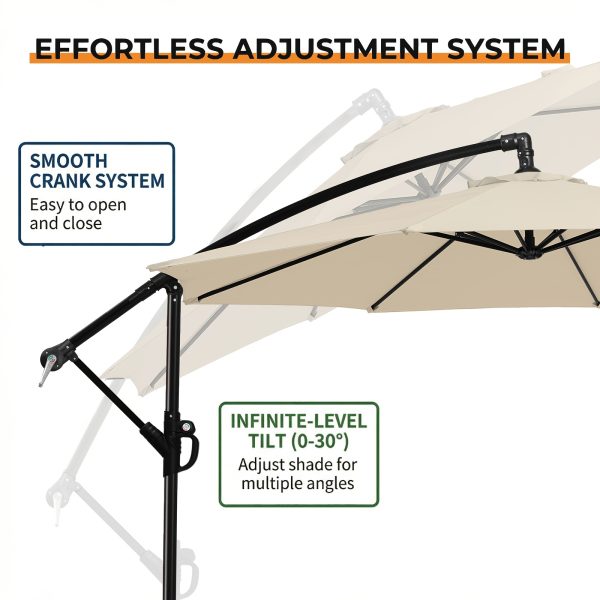 product-fancy-feb4d558-599d-41c8-9b0f-2964040642f0 10-Foot Patio Offset Umbrella with a Base, Cantilever Design, Featuring a Crank And Cross Bases, Suitable for Outdoor Use, Heavy-Duty Construction, Includes Push Button Tilt, Perfect for Christmas And Halloween
