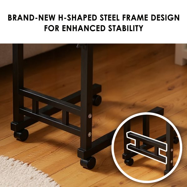 product-fancy-fee5e66f-de1d-4636-8efc-52e3aa5ebb82 Adjustable Rolling Bedside Table with Wheels | C-Shaped Laptop Desk for Bed And Sofa, Small Mobile Overbed Table with Storage Shelves, Height Adjustable Nightstand for Home, Office And Living Room