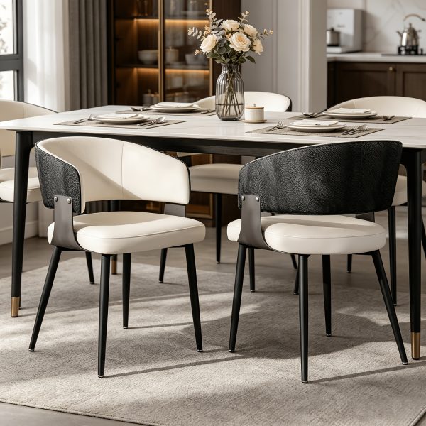 product-fancy-feee7a0a-eb67-412e-8726-1c80effff5b4 AESOME Mid-Century Dining Chairs Set of 2 Crocodile-Textured Back Upholstered Kitchen Chairs for Living Room Lounge, Luxury Microfiber Faux Leather Dining Room Chair, Easy Assembly (Chairs Solely)