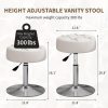 ACEQLYT Adjustable Vanity Stool, Faux Leather Vanity Chair For Makeup Room Bedroom, Round Makeup Chair Ottoman, Sturdy, Rust-Resistant And Easy To Assemble