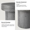 Modern Sculptural Mgo Outdoor Side Table, Grey Faux Wood And Stone Cylinder Nesting Table Set, Weather-Proof Concrete Garden Stool for Patio Living Room