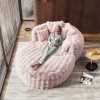 product-fancy-ff543389-2ec6-4887-86d3-6a01f61c1152 Oversized Chaise Lounge Chair Indoor with Ottoman 55" W X 75" L Round Reading Chair Plush Faux Fur Corduroy Cloud Circle Boneless Chair with 5 Pillows for Living Room