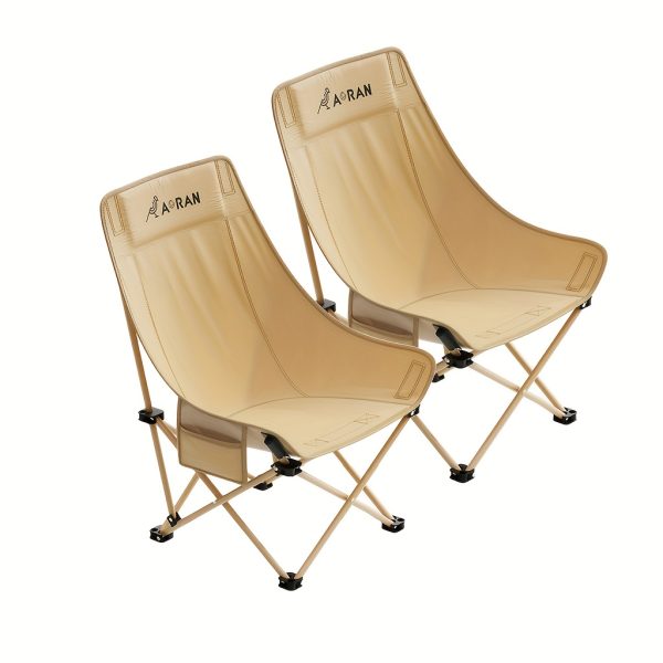 product-fancy-ff648d80-ccde-49a0-bff2-0228c7b73b99 2 High-backed Moon Chairs Come with A Storage Bag for Easy Folding And Storage - Durable Iron Alloy, Suitable for Courtyards, Outdoor Leisure, Camping And Fishing Beach Chairs