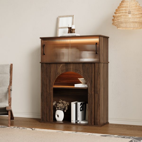 product-fancy-ffa3259e-6dda-4323-b72b-8d2cded27aa5 Contemporary Storage Unit Featuring Two Shelves And One Compartment, a Display Cabinet with a Glass Door, a Bookshelf with Sleek Handles, Suitable for The Living Room, Office, And Entryway, Stylishly Designed in Brown