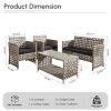 4pcs PE Rattan Bistro Patio Furniture Collection, Outdoor Sectional Featuring 2 Chairs, a Loveseat, And a Coffee Table, Compact Modern Porch Conversation Set for Backyard Garden, Premium Appearance