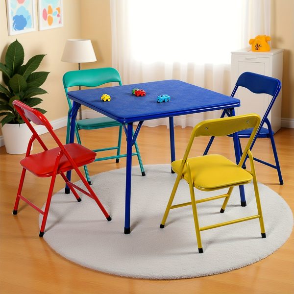 product-fancy-ffb60063-5c3f-41a5-aa3d-4421cec5d6b3 Colorful Folding Table with 24-Inch Width And 2/4 Sturdy Chairs - Vibrant, Space-Saving Design, Perfect for Family Playtime, Creative Activities, And Learning - Ideal for Fun And Creative Spaces ( 3pcs Or 5pcs)