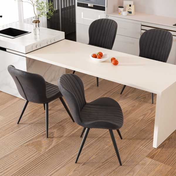 product-fancy-ffd53e17-7275-48d0-9381-c3b9c0362301 Set Of 2/4 Dining Chairs - Boucle Upholstered Kitchen Chairs with Curved Backrest & Metal Legs - Mid Century Modern Round Dining Room Chairs for Vanity, Living Room