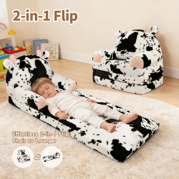 product-fancy-fffdf9c2-985b-4007-b7ab-4769859663ae Kids Chair Plush with Removable Cover, Kids Sofa to Lounger, Kids Couch for Kids Over 18 Months, Toddler Recliners for Kids (Cow)