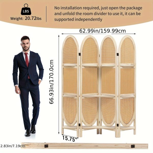 product-fancyalgo-toaster-api-toaster-processor-image-cm2in-08f1101a-5ba7-11f0-b4c0-0a580a6328b6 Four-Panel Wooden Room Divider, Collapsible with a Hand-Woven Rattan Privacy Screen - Room Partitions Featuring Three Display Shelves, Ideal for Home, Office, Study, Or Art Exhibitions
