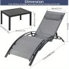 [Outdoor Lounge Chair] 2-Pcs Outdoor Lounge Chair With 1-Pcs Side Table, Patio Sunbathing Lounger, 5-Level Height Adjustable, Suitable For Garden, Pool, Beach, Outdoor Use