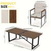 Patio Dining Set Outdoor, Wicker Chairs with Aluminum Frame and Olefin Cushions, Large Wooden Dining Table with Umbrella Hole, Patio Table and Chairs for Yard Garden Porch