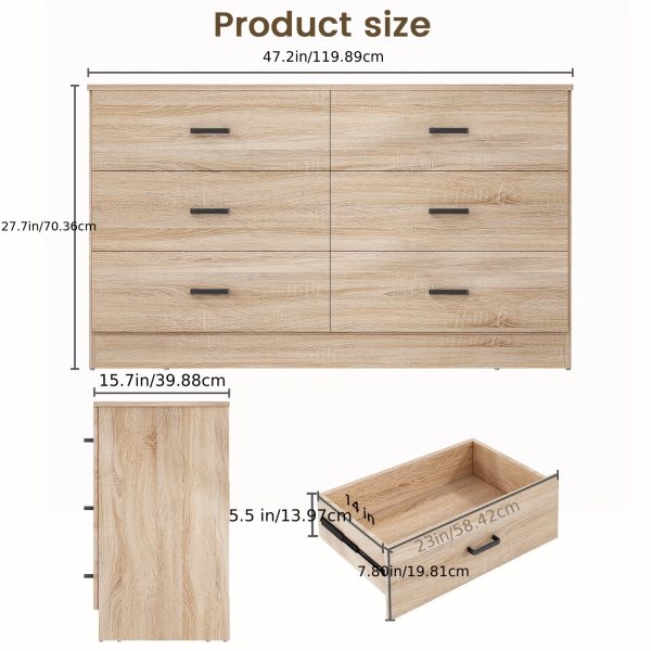 A Six-Drawer Dresser Designed for The Bedroom Featuring Spacious Drawers, Substantial Wooden Dressers, And a Chest of Drawers, Ideal for Modern Closets And Living Rooms
