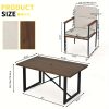 Patio Dining Set Outdoor, Wicker Chairs with Aluminum Frame and Olefin Cushions, Large Wooden Dining Table with Umbrella Hole, Patio Table and Chairs for Yard Garden Porch